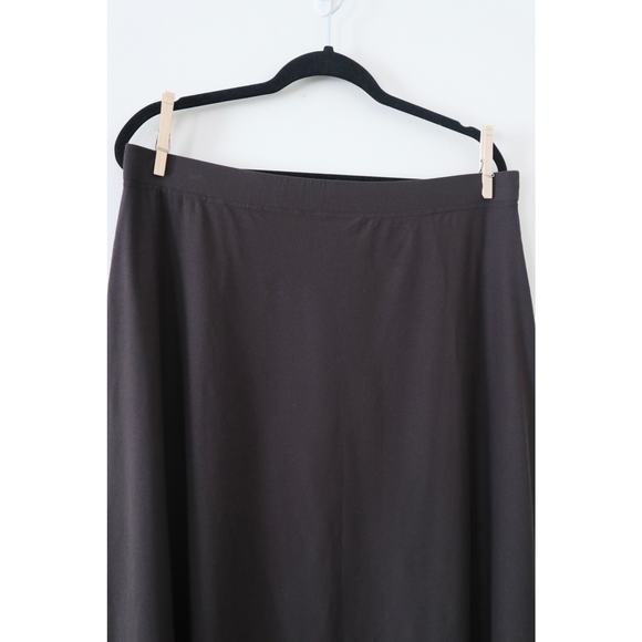 Eileen Fisher Size L Brown Washable Crepe A Line Skirt Knee Length Elastic Waist - Picture 4 of 11